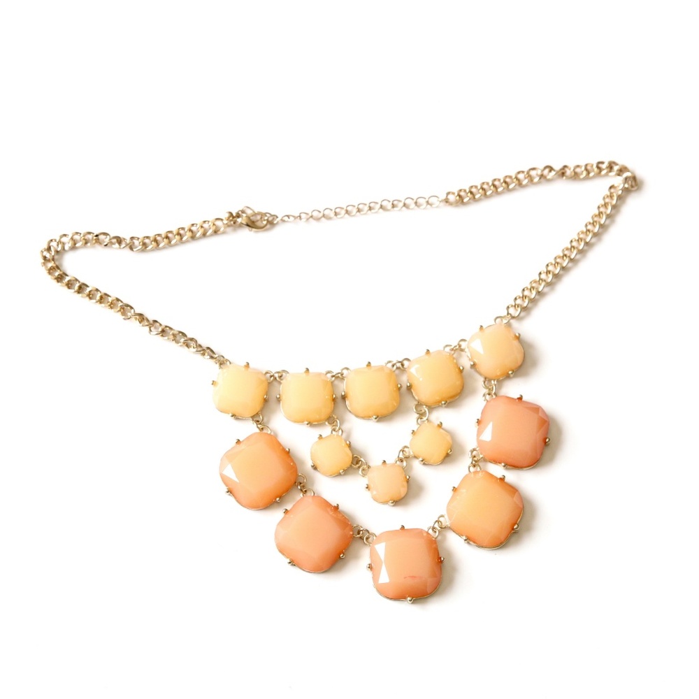 LOFT statement necklace, apricot pink stone